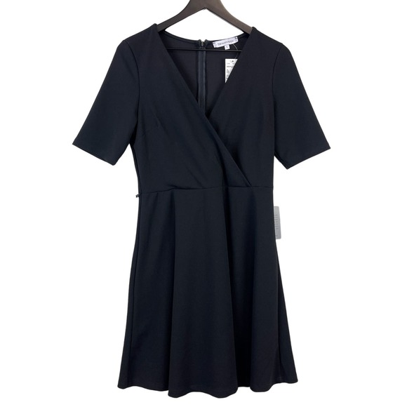 NWT The Vanity Room Nordstrom Rack (L) V-Neck Fit & Flare Mini Dress Black FLAW - Picture 1 of 9